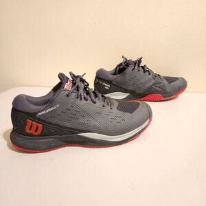 Wilson Men's Sz 10 Rush Pro Ace Pickler Pickleball Shoes Ebony Black/Wilson Red